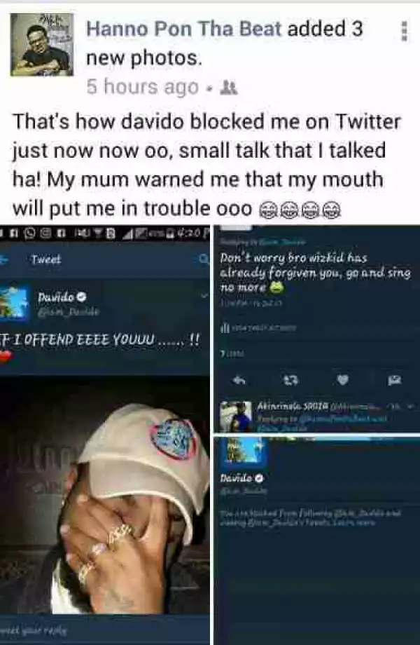 Davido Blocks Fan On Twitter For Referencing Wizkid In His Tweet (Photos)